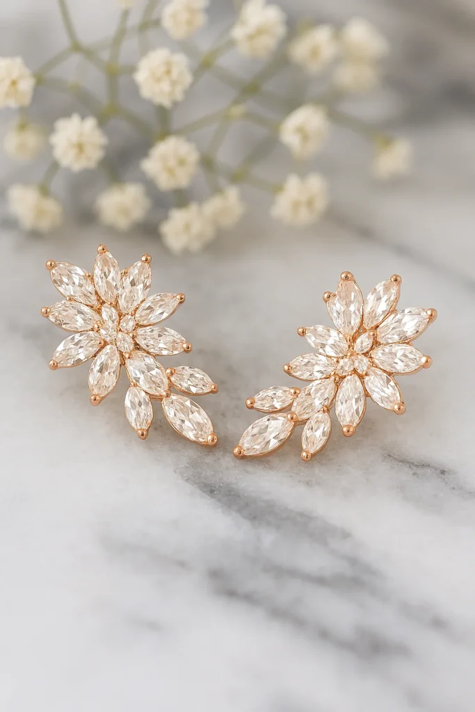 Minimal crystal stud earrings in gold tone


