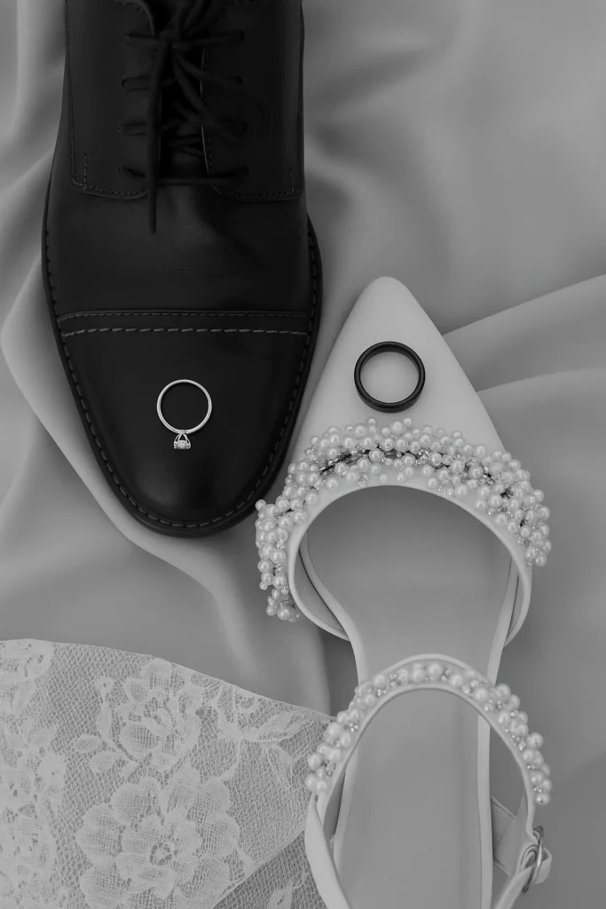 Bride and groom captured in a romantic pose.