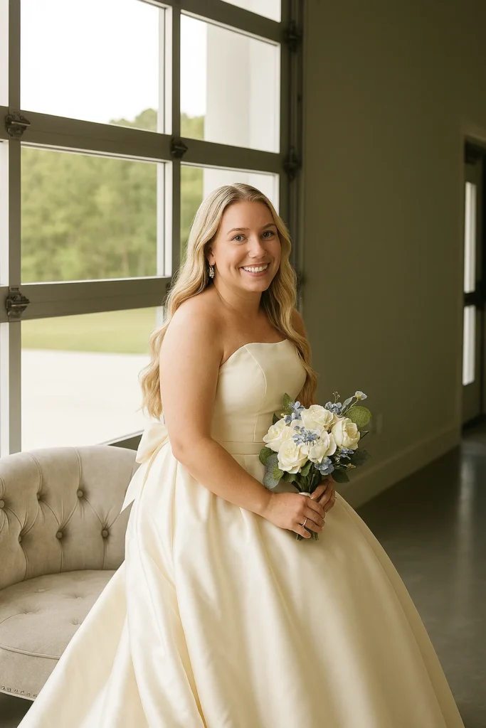 Bride captured in a romantic pose.