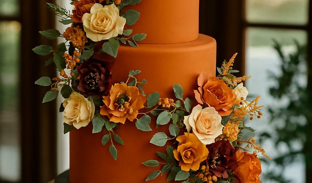 Orange Theme Wedding Cake