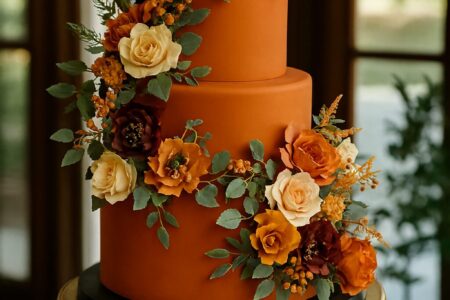 Orange Theme Wedding Cake