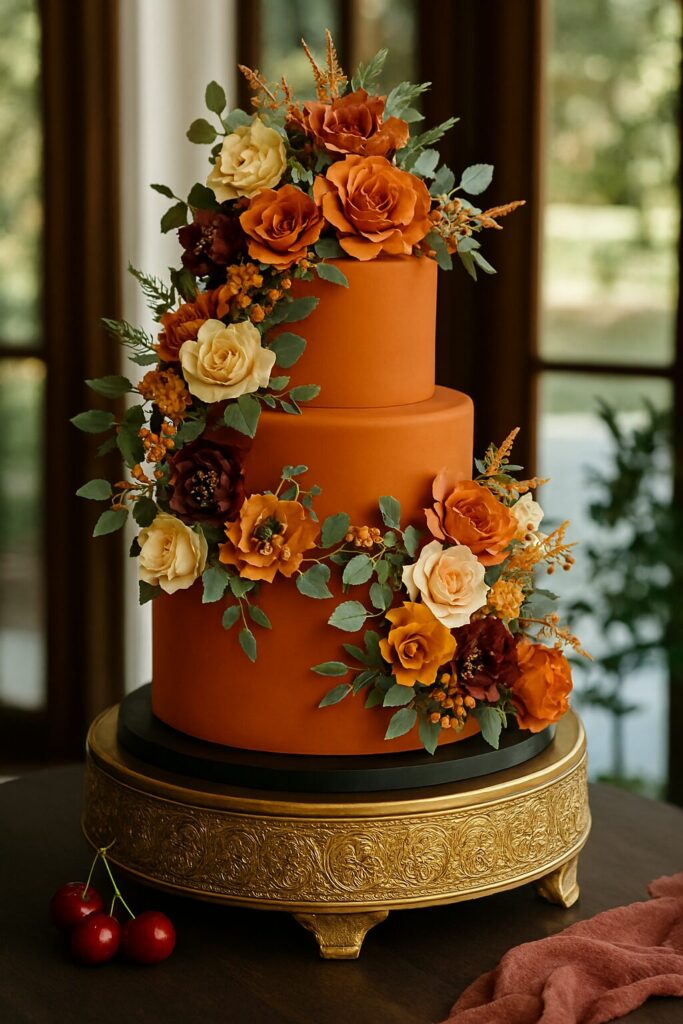 Orange Theme Wedding Cake