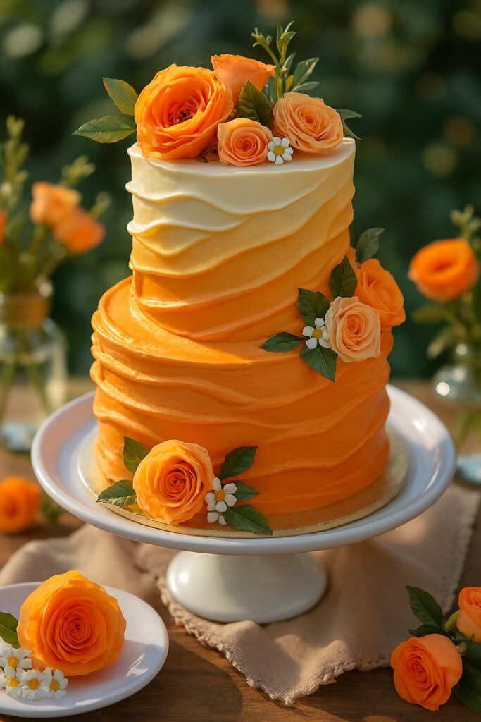 Orange Theme Wedding Cake