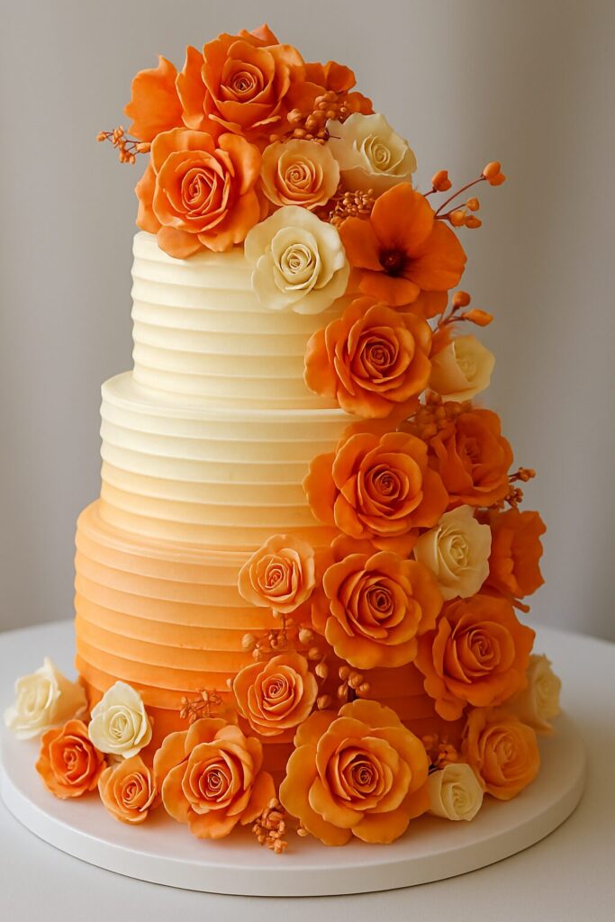 Orange Theme Wedding Cake