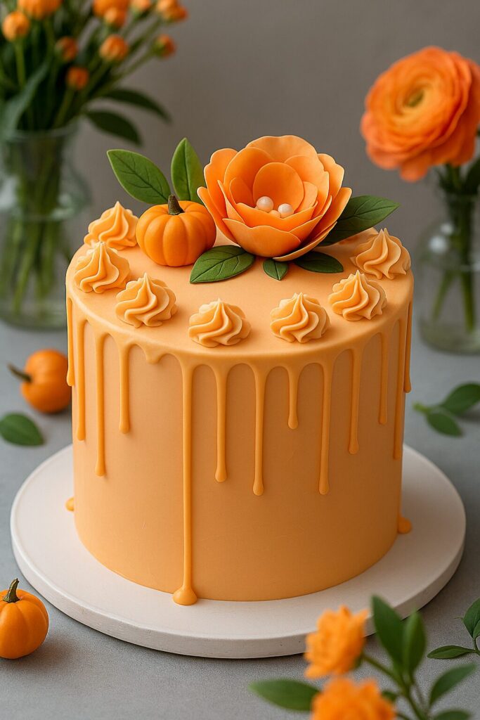 Orange Theme Wedding Cake