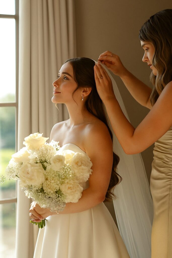Bridesmaid duties on the wedding day