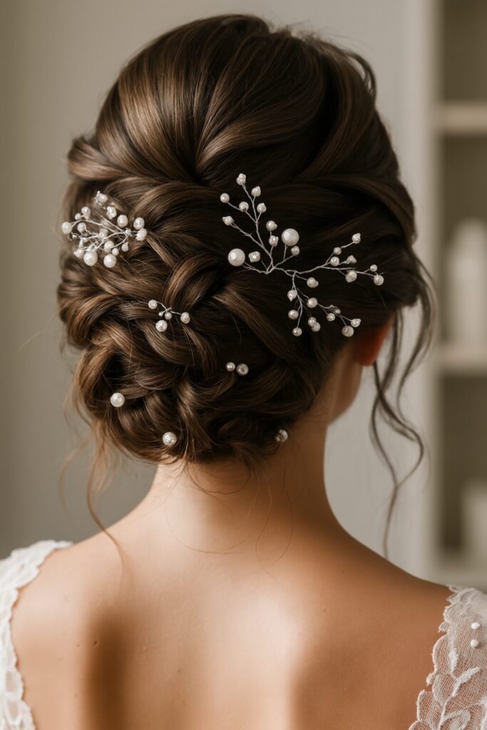 Elegant bridal hairstyle inspiration for wedding day looks.