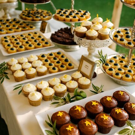 Elegant wedding dessert table featuring affordable yet stylish sweet treats, beautifully arranged to match a romantic wedding theme.