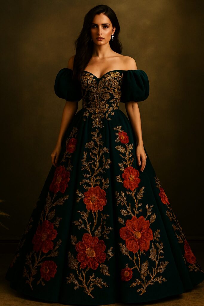 Modern wedding guest gown design