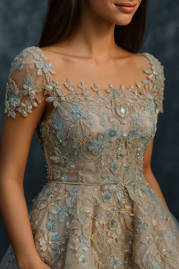 Modern wedding guest gown design