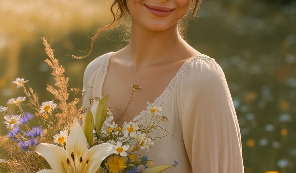 bride with beautiful bouquet