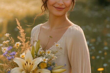 bride with beautiful bouquet