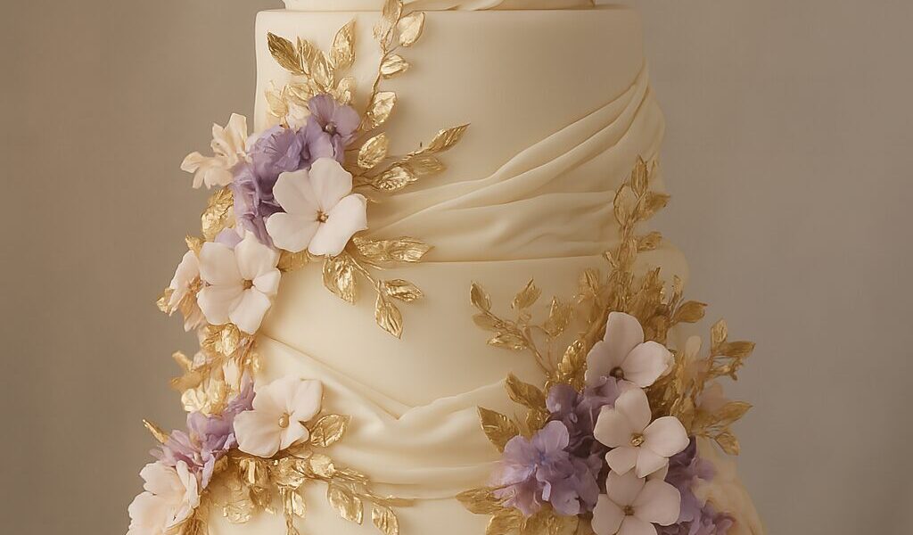 Modern wedding cake with artistic design