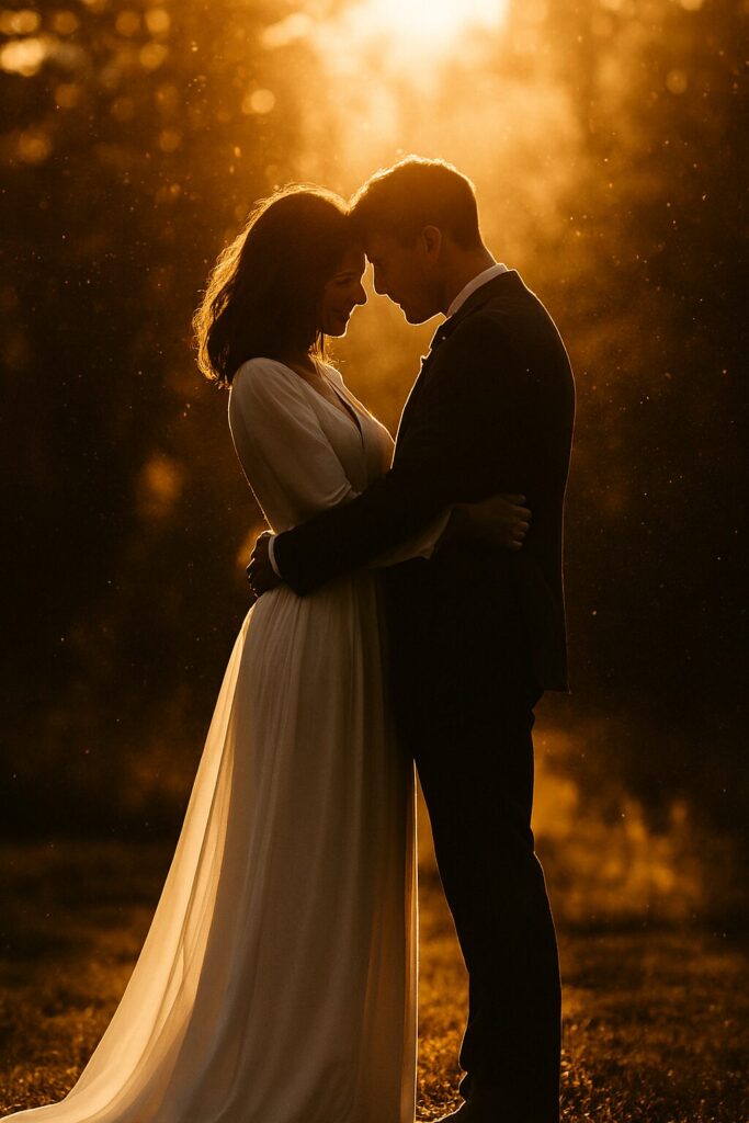 Joyful moment captured in wedding photo
