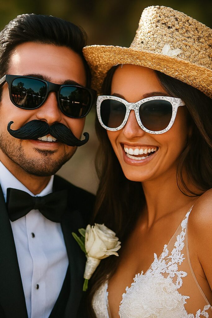 Joyful moment captured in wedding photo