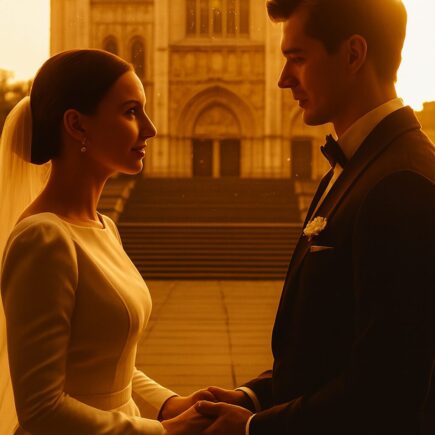 Joyful moment captured in wedding photo