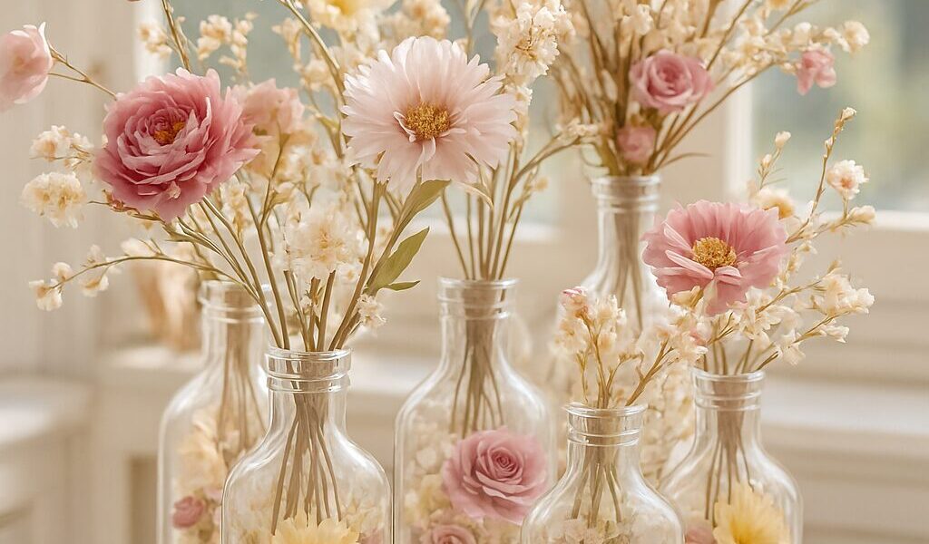 Elegant wedding table décor with floral centerpieces