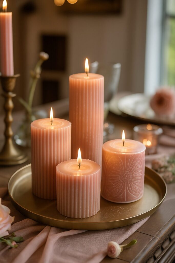 Chic wedding centerpiece with candles