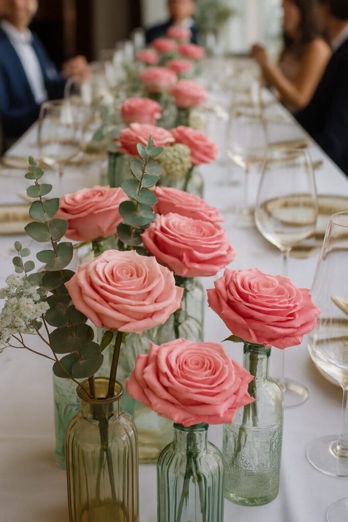 Elegant wedding table décor with floral centerpiece